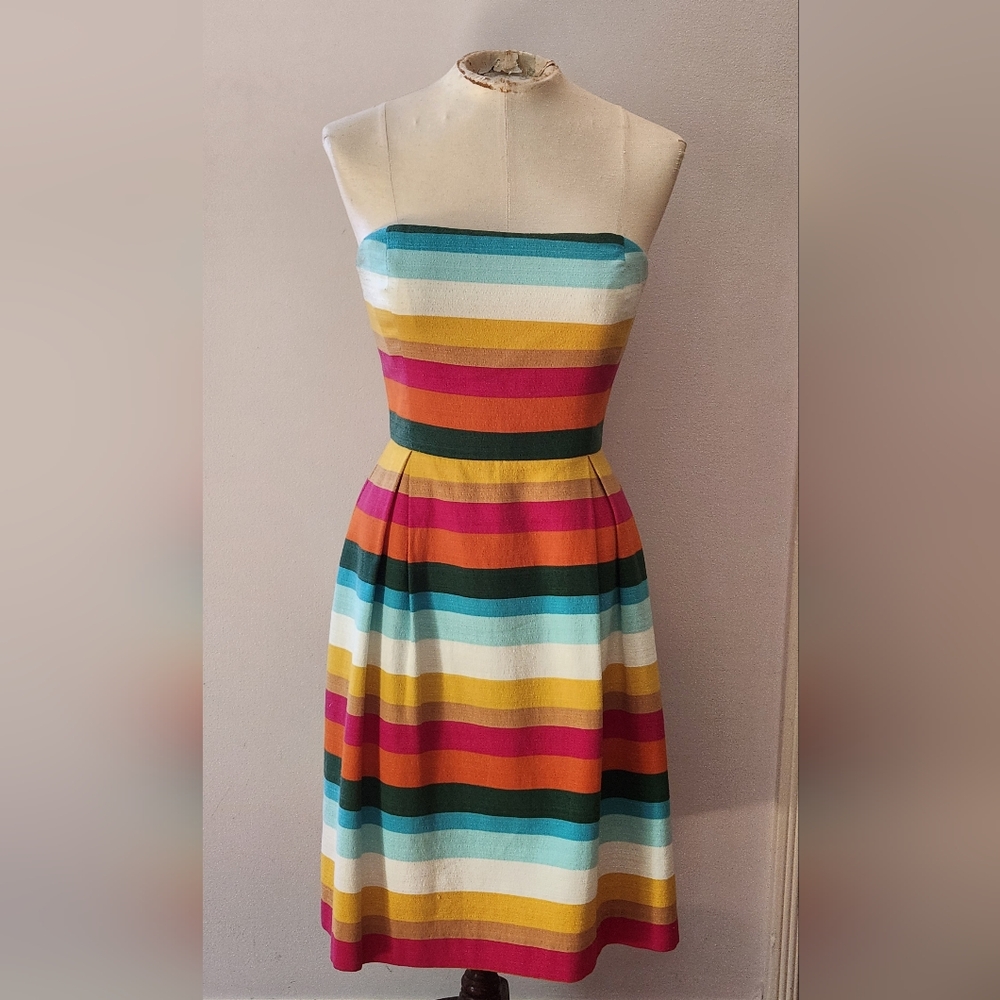 Vintage Trina Turk Colorful Strapless Dress -- sample size 4